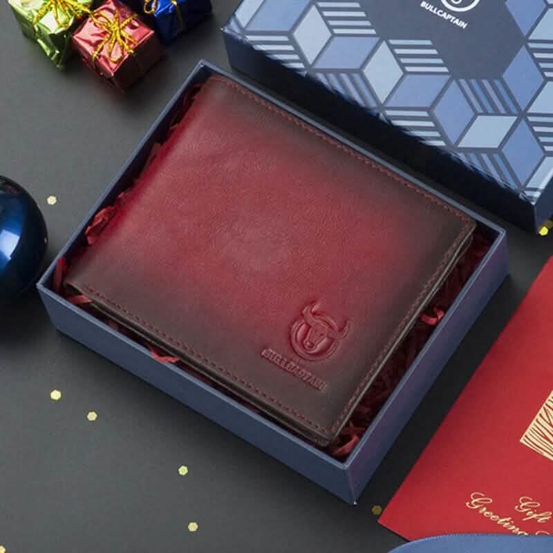 BULLCAPTAIN Men Genuine Leather Vintager RFID Blocking Anti-theft Wallet