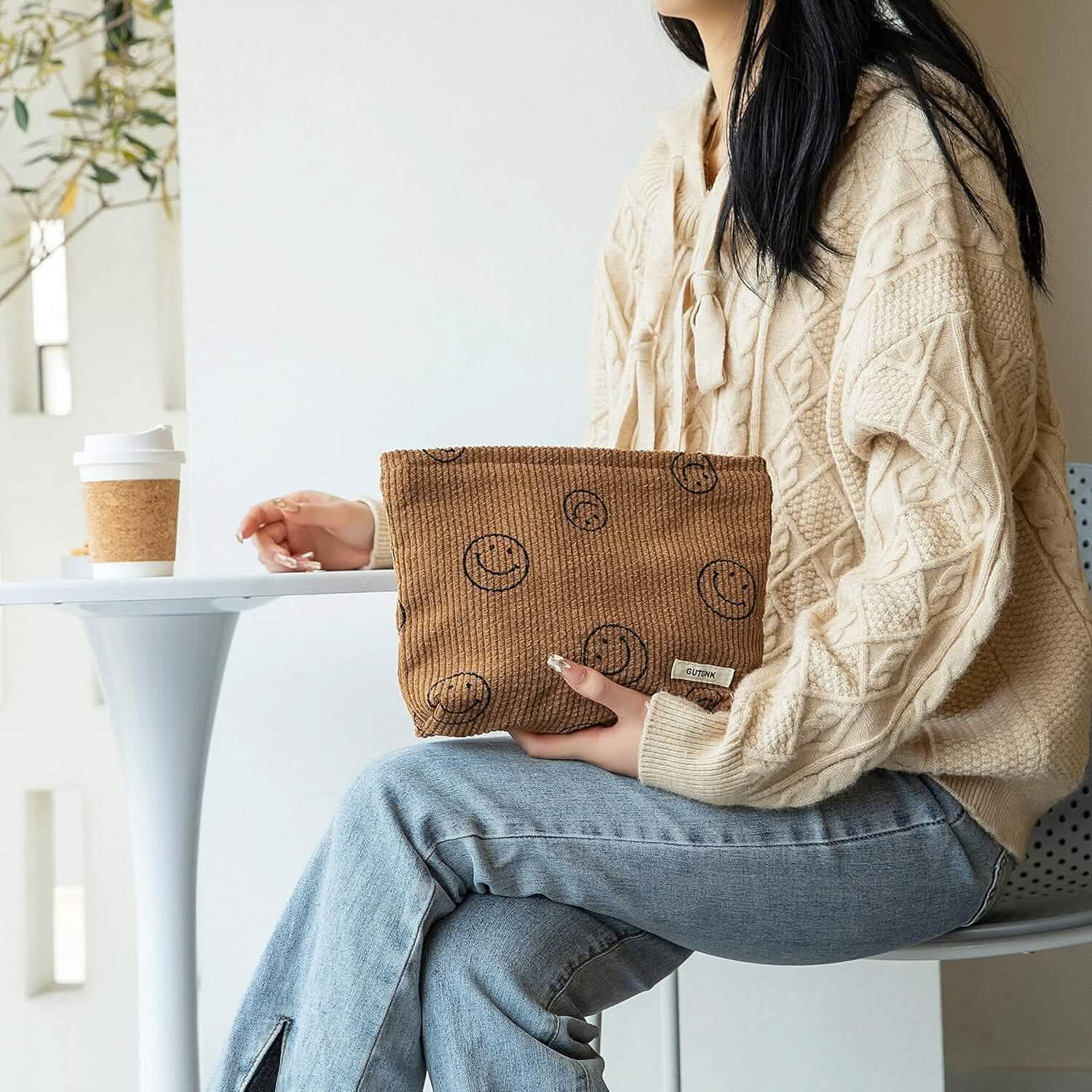 Chic Corduroy Travel Pouch for Women
