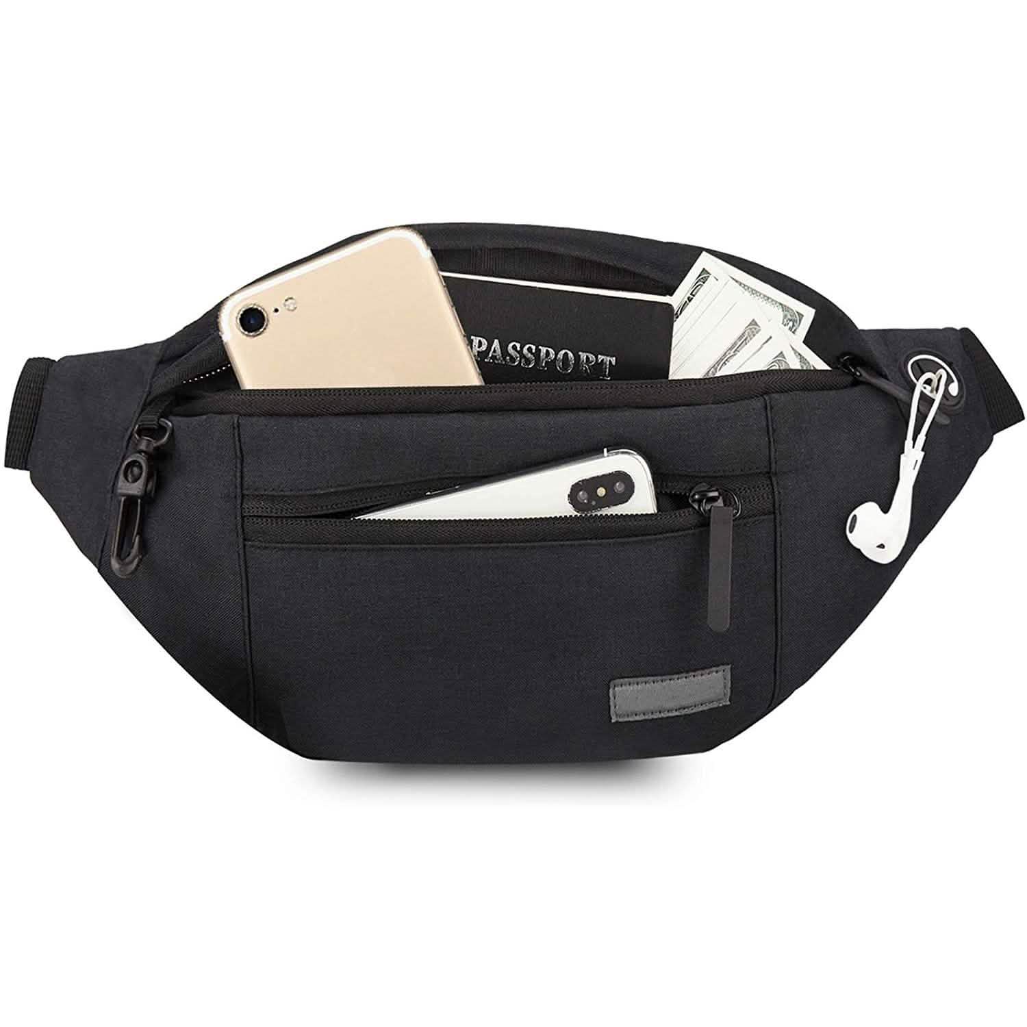 Large Crossbody Fanny Pack with 4-Zipper Pockets
