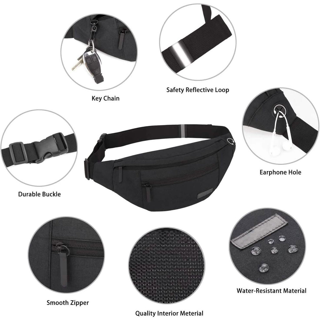 Large Crossbody Fanny Pack with 4-Zipper Pockets