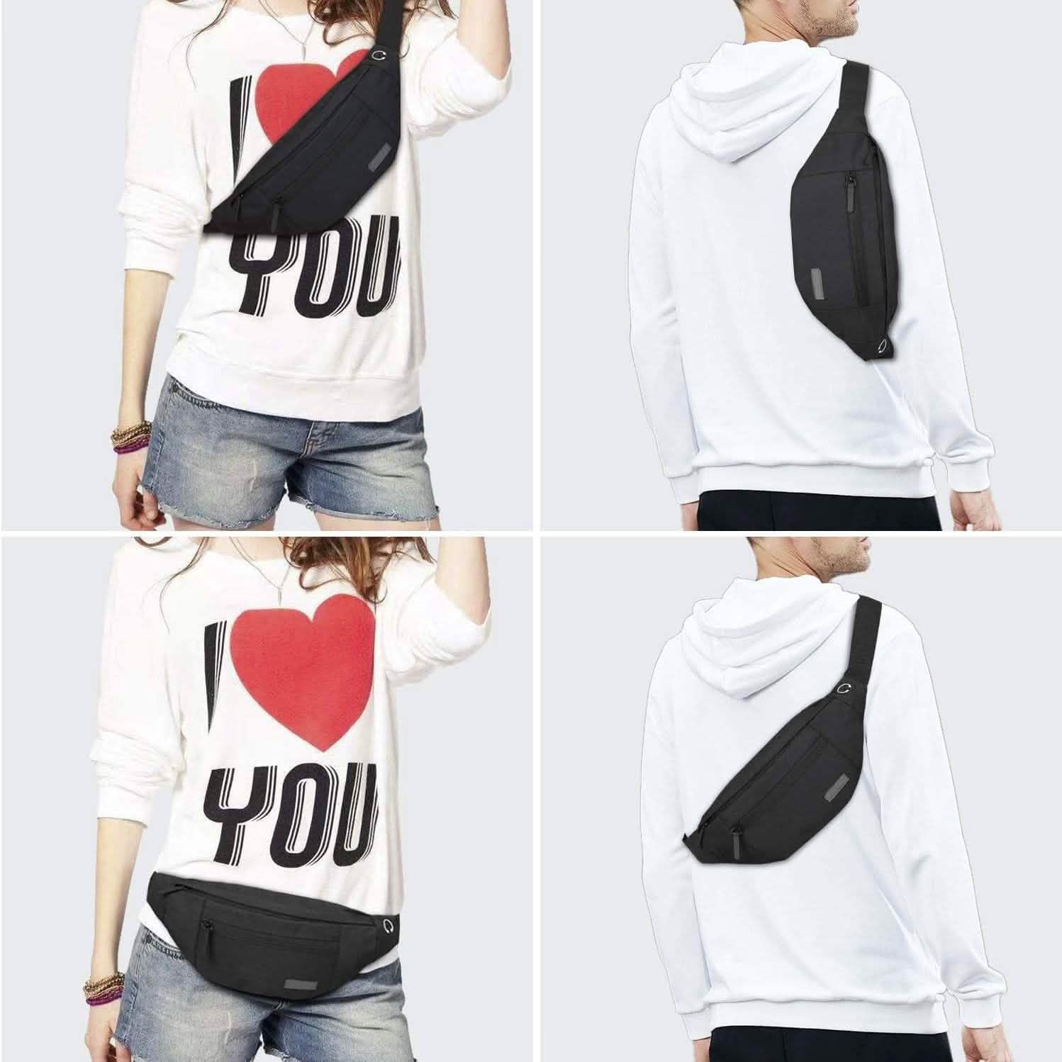 Large Crossbody Fanny Pack with 4-Zipper Pockets