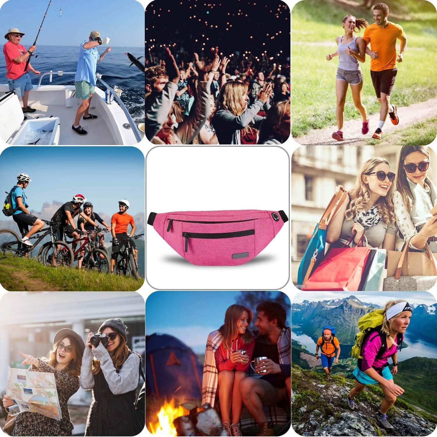 Large Crossbody Fanny Pack with 4-Zipper Pockets