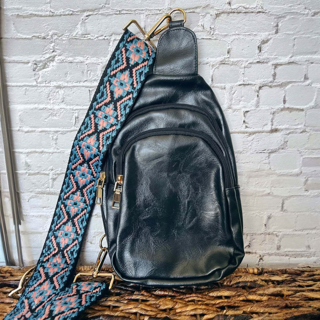 Vegan Leather Crossbody Shoulder Sling Bag with Credit Card Slots