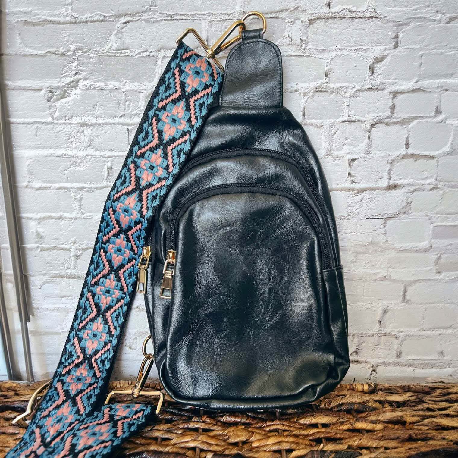 Vegan Leather Crossbody Shoulder Sling Bag with Credit Card Slots