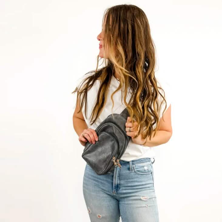 Vegan Leather Crossbody Shoulder Sling Bag with Credit Card Slots