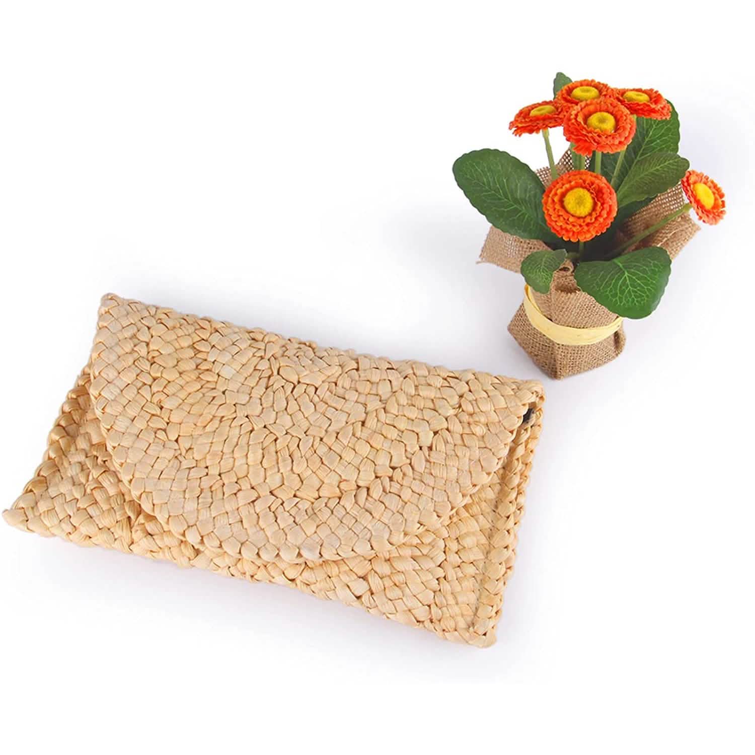 Women's Straw Clutch Purse